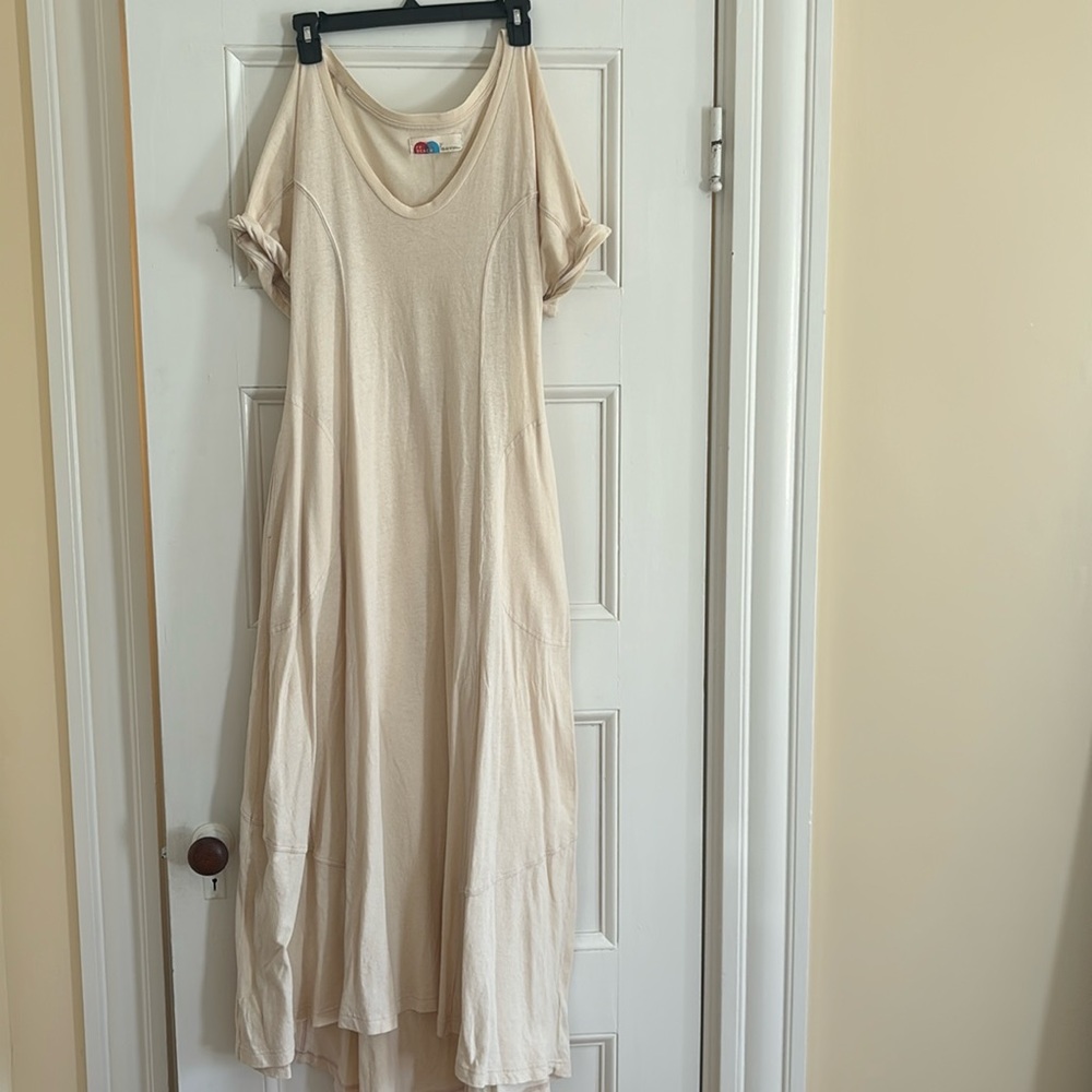 Free People Short Sleeve Cream Maxi Dress